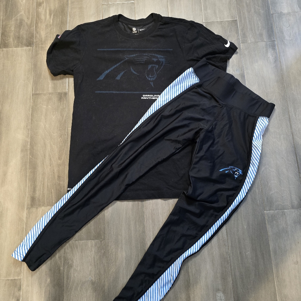 NFL Team Apparel Nike Women’s  SZ Small Carolina Panthers T Shirt And Leggings